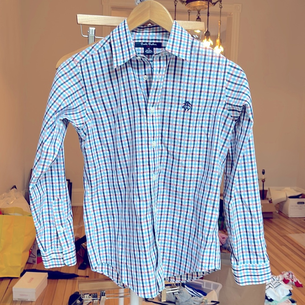 Boys Brooks Brothers gingham button down size 10/12